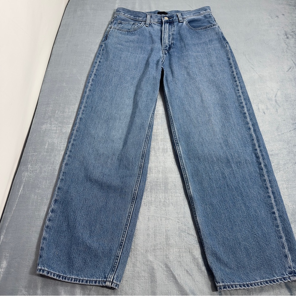 Uniqlo High-Rise Straight Jeans - Light Blue Denim - Picture 4 of 15
